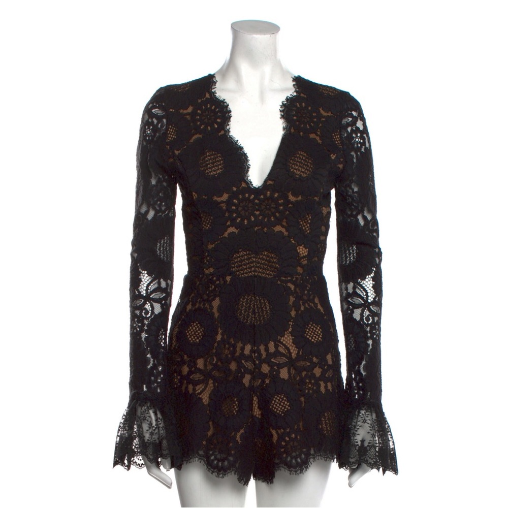ALEXIS XS BLACK LACE V-NECK ROMPER